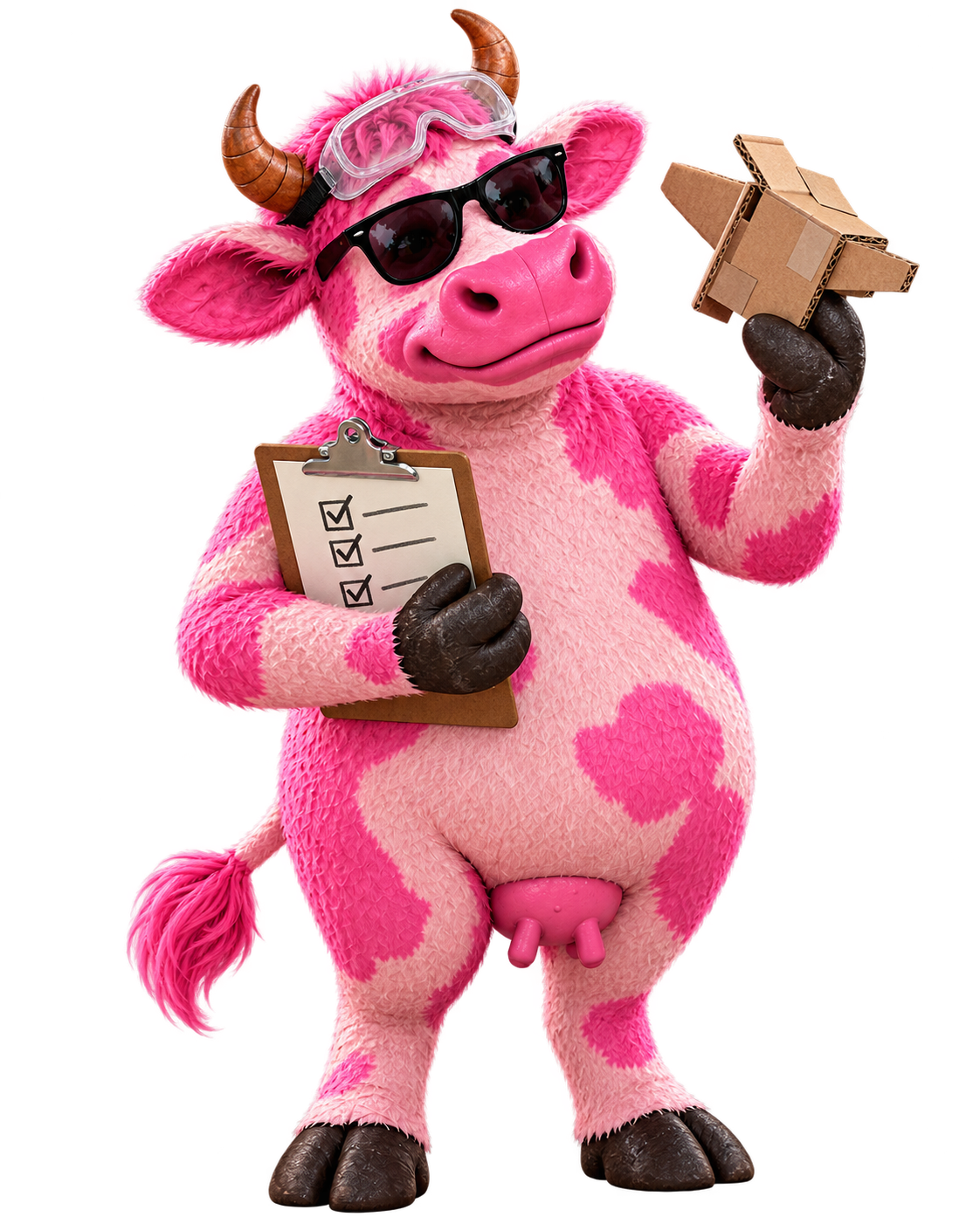 The Pink Cow testing a cardboard prototype